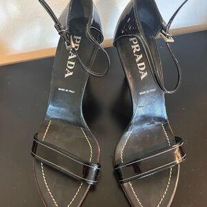 Prada Black Stiletto Heels with Ankle Strap
